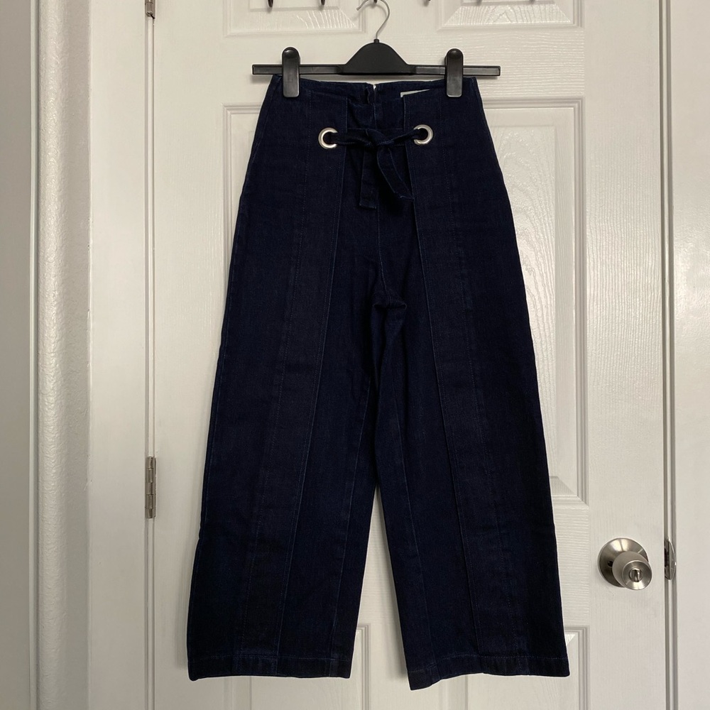 Topshop Wide Legs Tie Front Jeans
